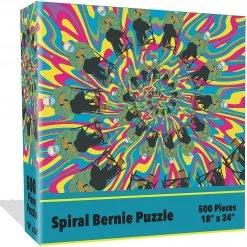 Spiral Psychedelic Bernie Sanders Jigsaw Puzzle 500pc Meme Cartoon Mighty Mojo Puzzles