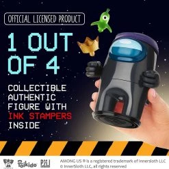 Action Figures Among Us Black Crewmate Ink Stamper Bandana Hat Brain Slug Crown 5