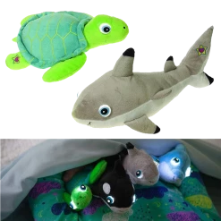 Cortex Toys NightBuddies Baby Sea Turtle & Shark 2pk Light-Up Plush Animal Toy Set