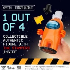 Action Figures Among Us Orange Crewmate Ink Stamper Toilet Paper Hat Cheese 5