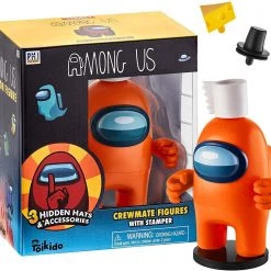 Action Figures Among Us Orange Crewmate Ink Stamper Toilet Paper Hat Cheese 5" Figure PMI International