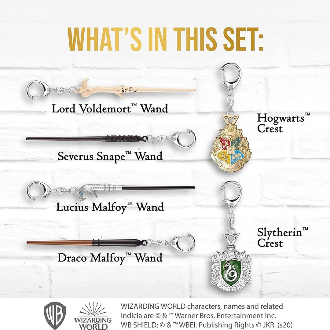 Harry Potter Wand Keychains 6pk Hogwarts Slytherin Crest Voldemort Severus Lucius Draco PMI International 4 Harry Potter Wand Keychains 6pk Hogwarts Slytherin Crest Voldemort Severus Lucius Draco PMI International