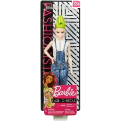 Mattel Barbie Fashionistas Girl Doll Petite Green Mohawk Denim Overalls Figure