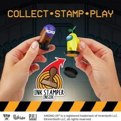 Among Us Crewmates Stampers 8pk White Dead Fortegreen Viking Pink Assorted Figures Box PMI International