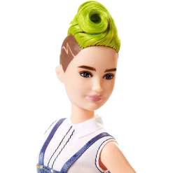 Mattel Barbie Fashionistas Girl Doll Petite Green Mohawk Denim Overalls Figure 11 Mattel Barbie Fashionistas Girl Doll Petite Green Mohawk Denim Overalls Figure