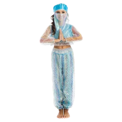 5 O'Reet Magical Harem Jasmine Princess Girls Blue Costume Carnival Dress-Up Play - Large Costumes