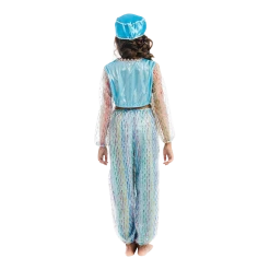 5 O'Reet Magical Harem Jasmine Princess Girls Blue Costume Carnival Dress-Up Play - Large Costumes