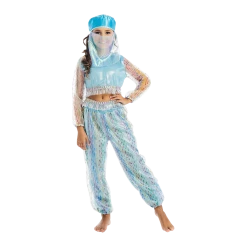 5 O'Reet Magical Harem Jasmine Princess Girls Blue Costume Carnival Dress-Up Play - Medium