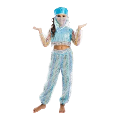5 O'Reet Magical Harem Jasmine Princess Girls Blue Costume Carnival Dress-Up Play - Medium