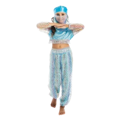 5 O'Reet Magical Harem Jasmine Princess Girls Blue Costume Carnival Dress-Up Play - Medium