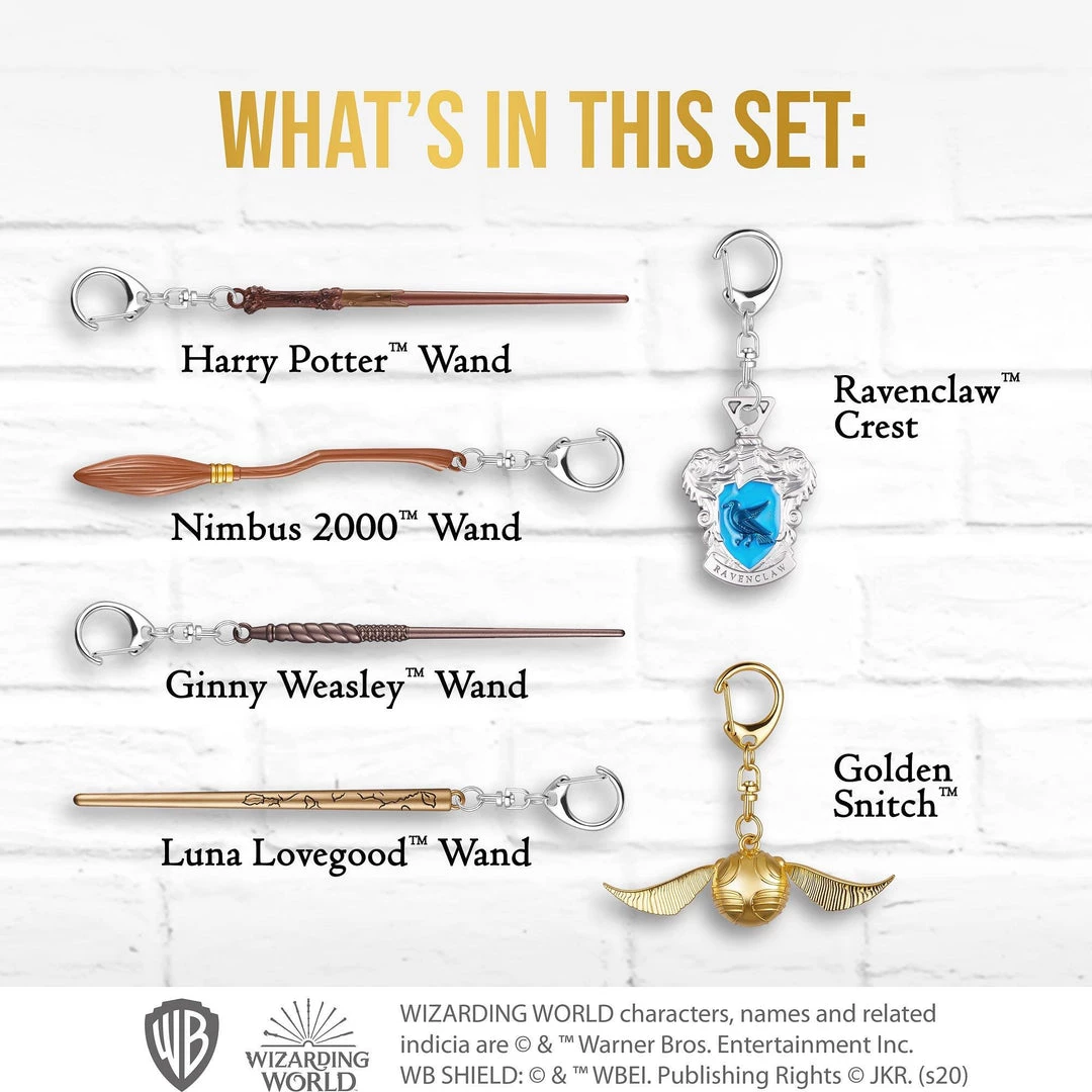 Harry Potter Wand Keychain 6pk Ravenclaw Crest Golden Snitch Nimbus 2000 Luna PMI International 4 Harry Potter Wand Keychain 6pk Ravenclaw Crest Golden Snitch Nimbus 2000 Luna PMI International