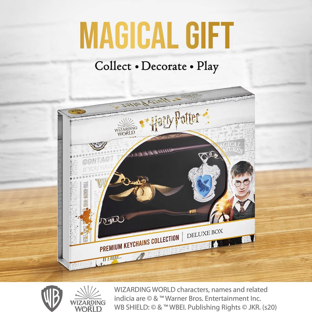 Harry Potter Wand Keychain 6pk Ravenclaw Crest Golden Snitch Nimbus 2000 Luna PMI International 6 Harry Potter Wand Keychain 6pk Ravenclaw Crest Golden Snitch Nimbus 2000 Luna PMI International