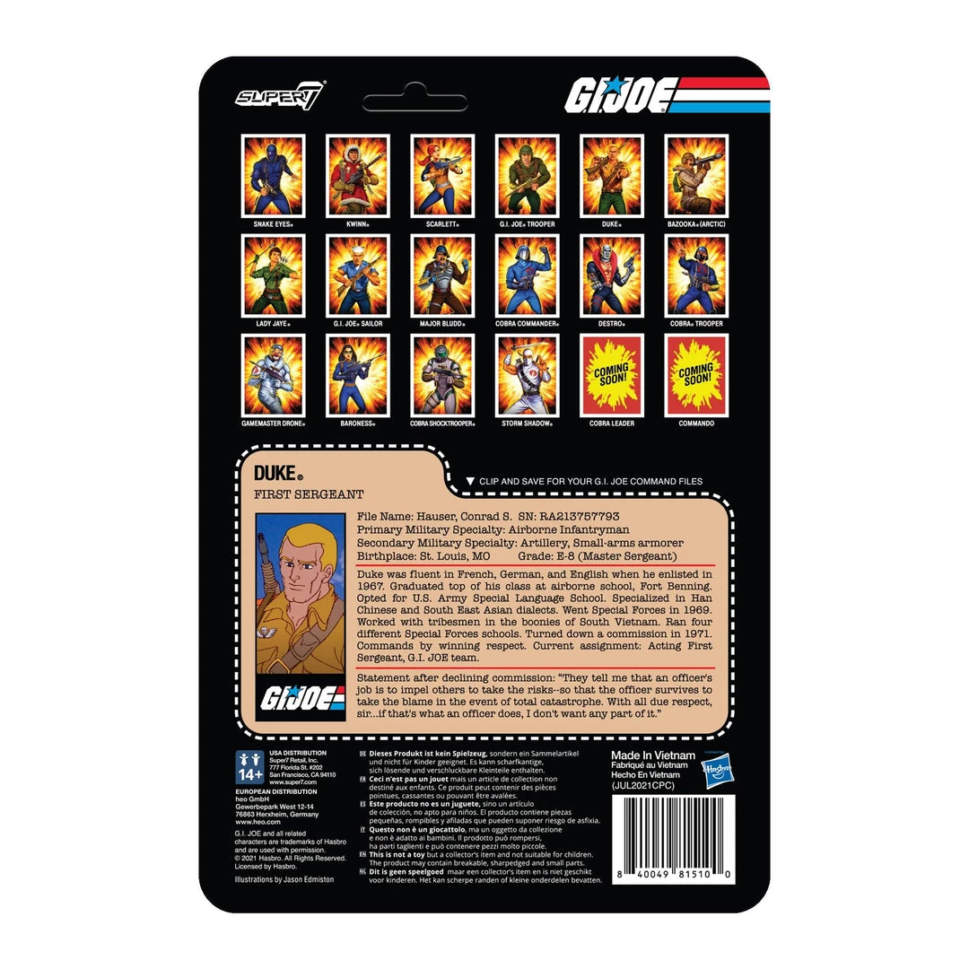 Action Figures G.I. Joe Duke First Sergeant Wave 2 Retro Animated TV Figure Super7 5 Action Figures G.I. Joe Duke First Sergeant Wave 2 Retro Animated TV Figure Super7