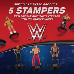 WWE Wrestler Stampers 5pk The Rock Mysterio Becky Lynch Ultimate Warrior PMI International