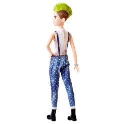Mattel Barbie Fashionistas Girl Doll Petite Green Mohawk Denim Overalls Figure 15 Mattel Barbie Fashionistas Girl Doll Petite Green Mohawk Denim Overalls Figure