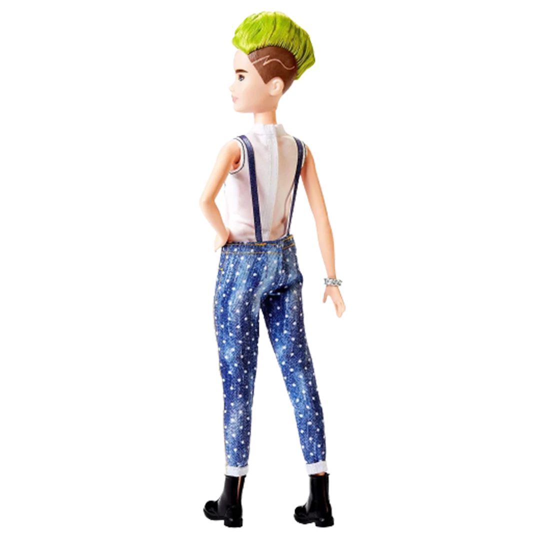Mattel Barbie Fashionistas Girl Doll Petite Green Mohawk Denim Overalls Figure 9 Mattel Barbie Fashionistas Girl Doll Petite Green Mohawk Denim Overalls Figure