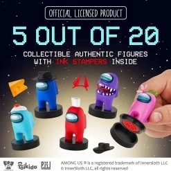 Among Us Crewmates Stampers 5pk Purple Impostor Cyan Red Blue Game Figure Set PMI International Action Figures