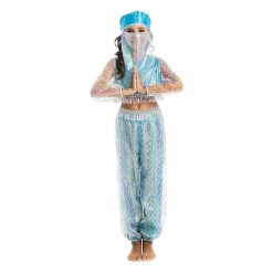 5 O'Reet Costumes Magical Harem Jasmine Princess Girls Blue Costume Carnival Dress-Up Play - Small