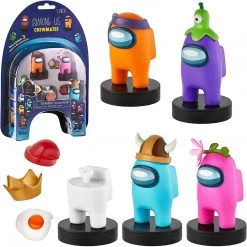 Among Us Crewmates Stampers 5pk White Half Orange Cyan Pink Purple Game Figure Set PMI International Action Figures