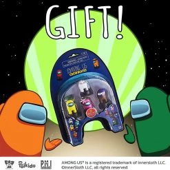 Among Us Crewmates Stampers 5pk White Half Orange Cyan Pink Purple Game Figure Set PMI International Action Figures