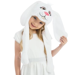 5 O'Reet White Bunny Plush Headpiece Kids Dress-Up Play Accessory Hat Animal