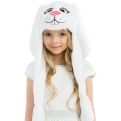 5 O'Reet White Bunny Plush Headpiece Kids Dress-Up Play Accessory Hat Animal