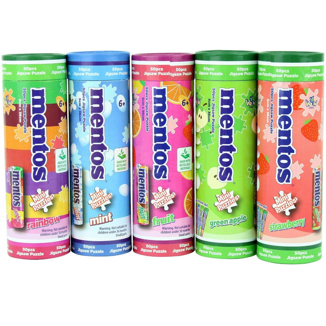 Mentos Mini Jigsaw Puzzle 5-pack 3"x10" Colorful Candy Bundle Set YWOW 4 Mentos Mini Jigsaw Puzzle 5-pack 3"x10" Colorful Candy Bundle Set YWOW