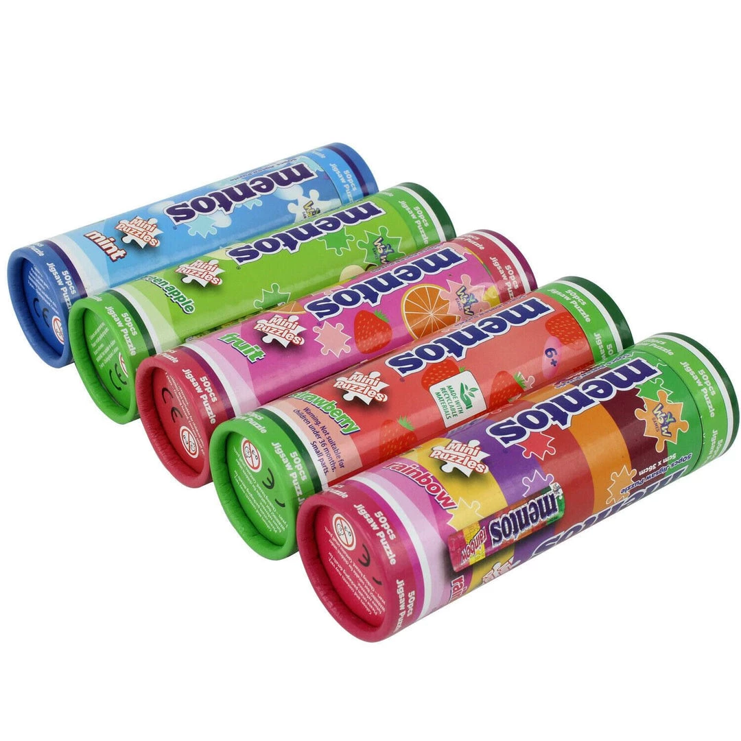 Mentos Mini Jigsaw Puzzle 5-pack 3"x10" Colorful Candy Bundle Set YWOW 5 Mentos Mini Jigsaw Puzzle 5-pack 3"x10" Colorful Candy Bundle Set YWOW