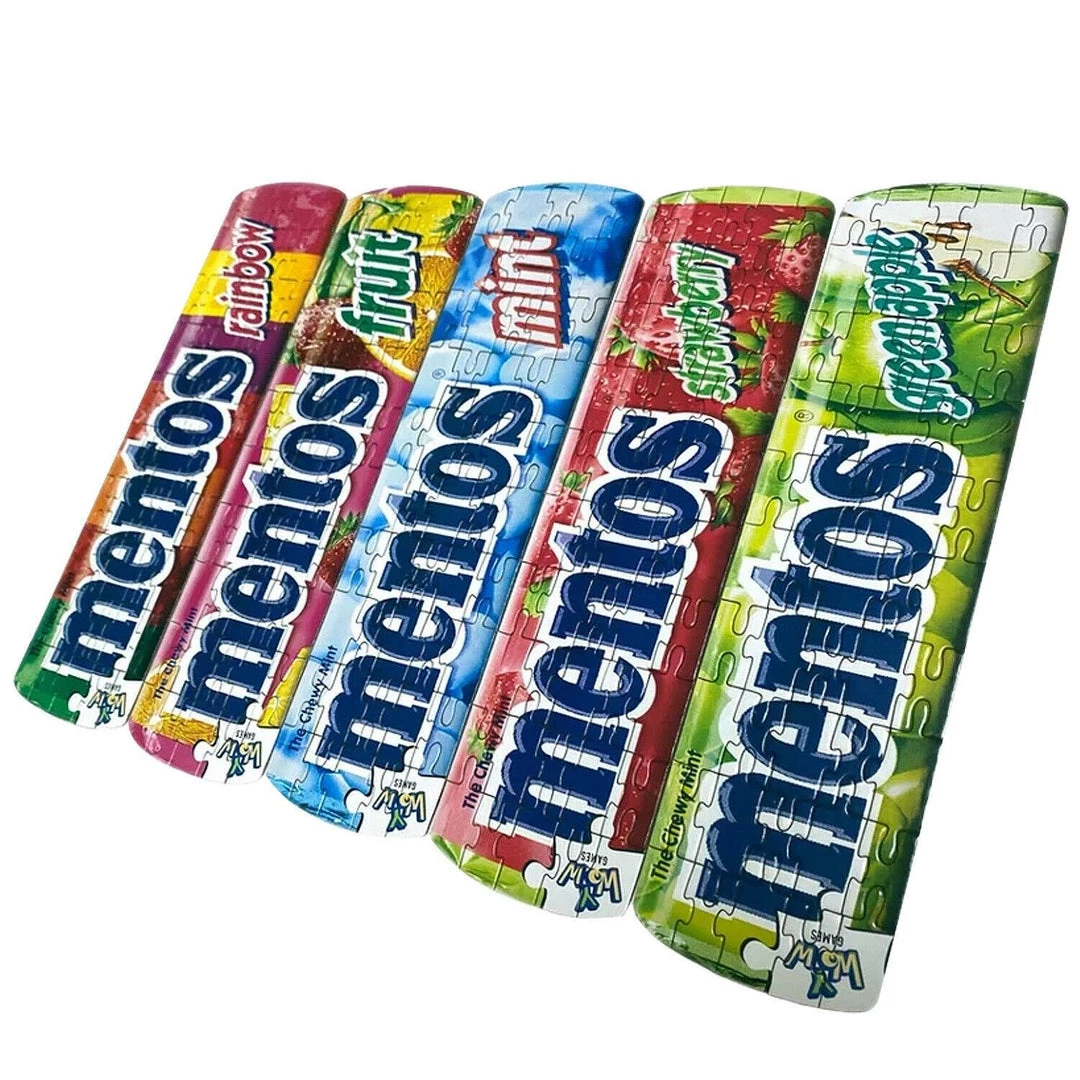 Mentos Mini Jigsaw Puzzle 5-pack 3"x10" Colorful Candy Bundle Set YWOW 6 Mentos Mini Jigsaw Puzzle 5-pack 3"x10" Colorful Candy Bundle Set YWOW