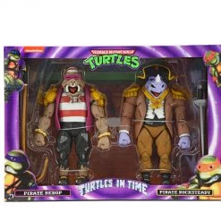 Action Figures TMNT Turtles In Time Pirate Rocksteady & Bebop 2pk Retro Game Figure Set NECA