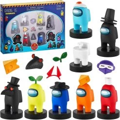 Among Us Crewmates Stampers 8pk Cyan Blue Green Black Assorted Figure Box PMI International Action Figures