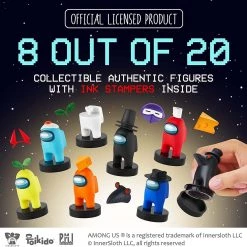 Among Us Crewmates Stampers 8pk Cyan Blue Green Black Assorted Figure Box PMI International Action Figures