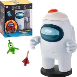 Among Us White Crewmate Ink Stamper Egg Plunger Hat 5" Figure Party Favor PMI International