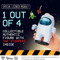 Among Us White Crewmate Ink Stamper Egg Plunger Hat 5" Figure Party Favor PMI International 13 Among Us White Crewmate Ink Stamper Egg Plunger Hat 5