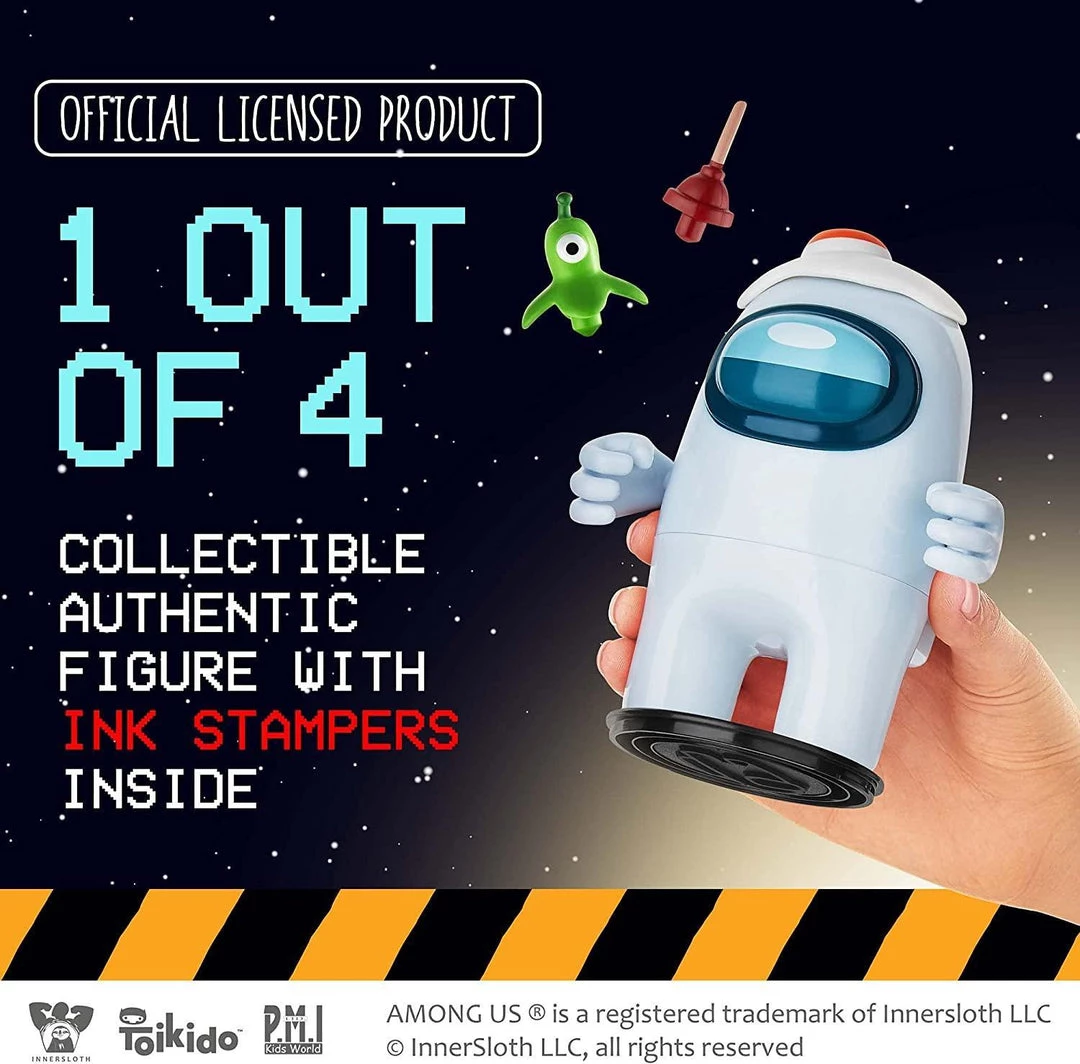 Among Us White Crewmate Ink Stamper Egg Plunger Hat 5" Figure Party Favor PMI International 6 Among Us White Crewmate Ink Stamper Egg Plunger Hat 5" Figure Party Favor PMI International