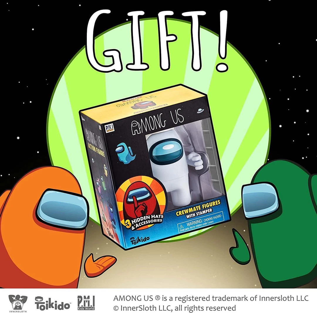 Among Us White Crewmate Ink Stamper Egg Plunger Hat 5" Figure Party Favor PMI International 9 Among Us White Crewmate Ink Stamper Egg Plunger Hat 5" Figure Party Favor PMI International