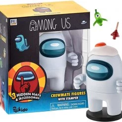 Among Us White Crewmate Ink Stamper Egg Plunger Hat 5" Figure Party Favor PMI International