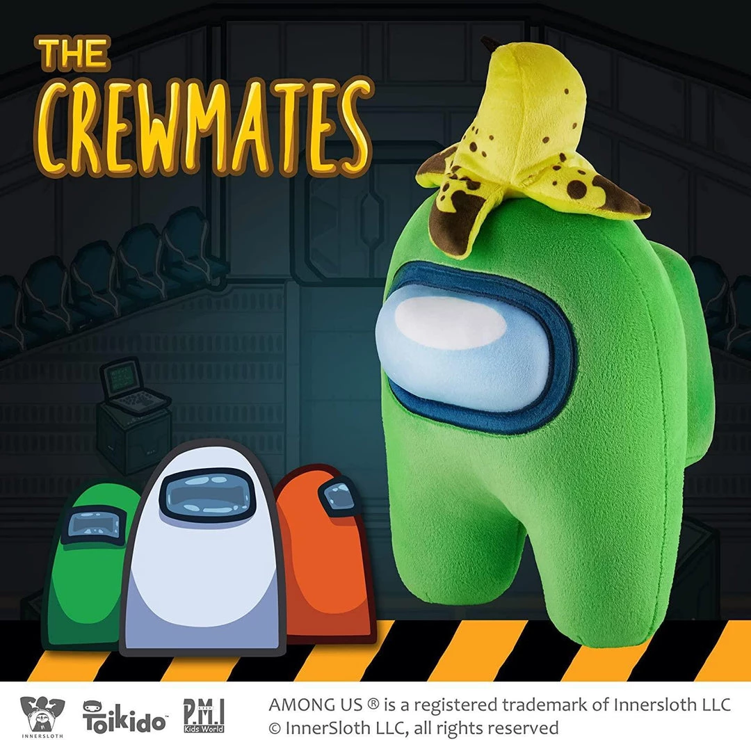 Plush Toys Among Us Lime Green Banana Peeled Hat 12" Plush Crewmate Buddy Toy PMI International 5 Plush Toys Among Us Lime Green Banana Peeled Hat 12" Plush Crewmate Buddy Toy PMI International