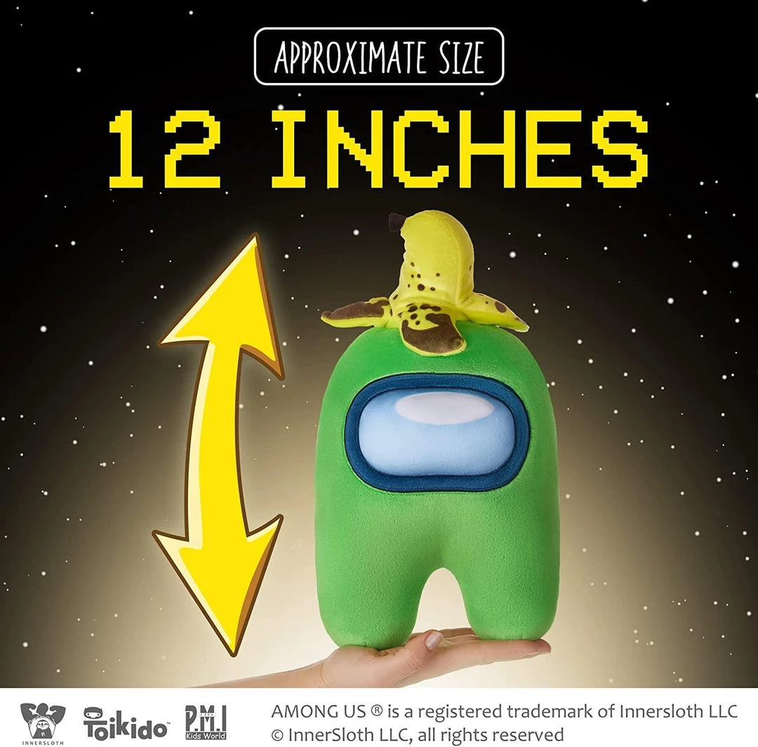 Plush Toys Among Us Lime Green Banana Peeled Hat 12" Plush Crewmate Buddy Toy PMI International 7 Plush Toys Among Us Lime Green Banana Peeled Hat 12" Plush Crewmate Buddy Toy PMI International