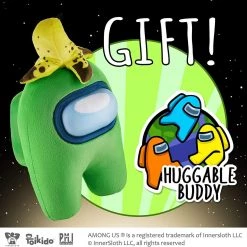 Plush Toys Among Us Lime Green Banana Peeled Hat 12" Plush Crewmate Buddy Toy PMI International 12 Plush Toys Among Us Lime Green Banana Peeled Hat 12