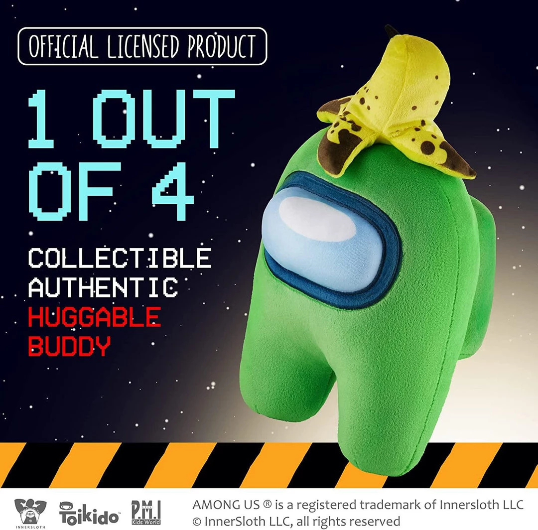 Plush Toys Among Us Lime Green Banana Peeled Hat 12" Plush Crewmate Buddy Toy PMI International 8 Plush Toys Among Us Lime Green Banana Peeled Hat 12" Plush Crewmate Buddy Toy PMI International
