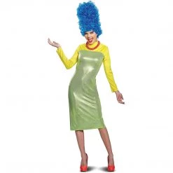 Costumes Marge Simpson Deluxe Size M 8/10 Wig Necklace Costume Womens Simpsons Disguise