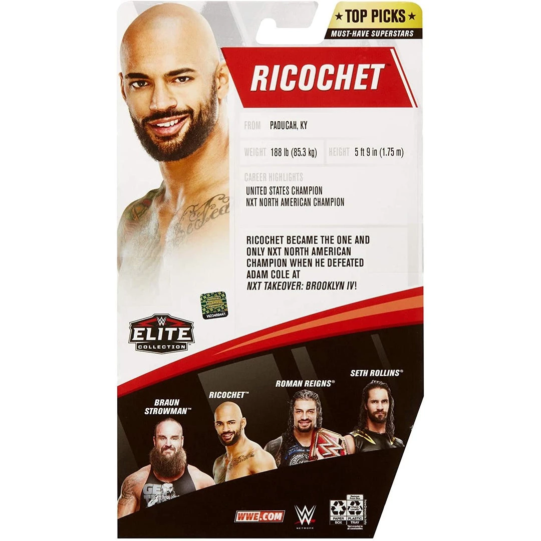 Action Figures WWE Ricochet Elite Collection 6" TrueFX Wrestler Figure Superstar Mattel 7 Action Figures WWE Ricochet Elite Collection 6" TrueFX Wrestler Figure Superstar Mattel