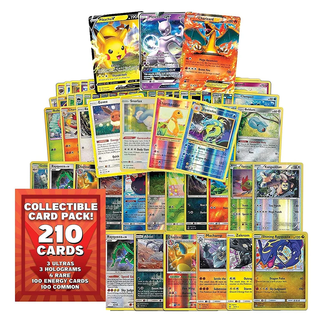 Pokemon Trading Cards 210ct Assorted 3 GX 3 Hologram 4 Rare Collectible Pack Mighty Mojo Card Games 3 Pokemon Trading Cards 210ct Assorted 3 GX 3 Hologram 4 Rare Collectible Pack Mighty Mojo Card Games