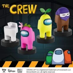Among Us Crewmates Stampers 5pk Cyan White Yellow Black Plague Dr Game Figure Set PMI International Action Figures