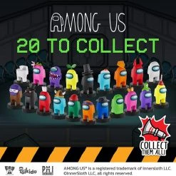 Among Us Crewmates Stampers 5pk Cyan White Yellow Black Plague Dr Game Figure Set PMI International Action Figures