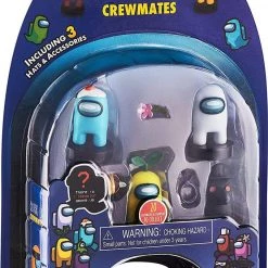 Among Us Crewmates Stampers 5pk Cyan White Yellow Black Plague Dr Game Figure Set PMI International Action Figures