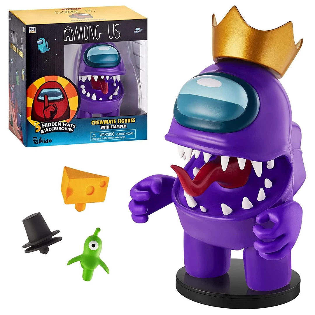Among Us Stamper Purple Impostor Crown Hat 7" Video Game Character Figure PMI International Action Figures 3 Among Us Stamper Purple Impostor Crown Hat 7" Video Game Character Figure PMI International Action Figures