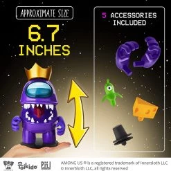 Among Us Stamper Purple Impostor Crown Hat 7" Video Game Character Figure PMI International Action Figures 15 Among Us Stamper Purple Impostor Crown Hat 7