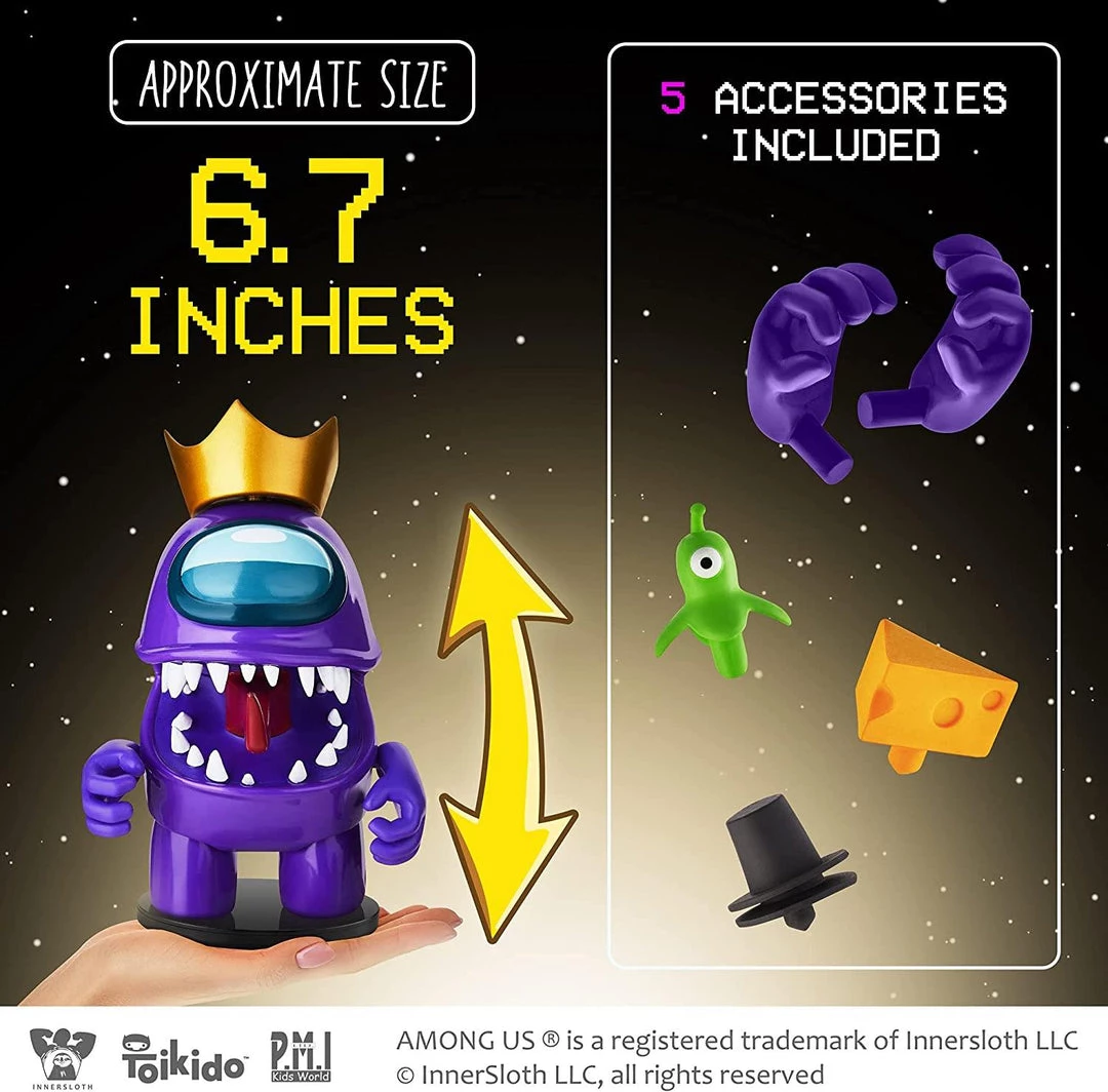 Among Us Stamper Purple Impostor Crown Hat 7" Video Game Character Figure PMI International Action Figures 9 Among Us Stamper Purple Impostor Crown Hat 7" Video Game Character Figure PMI International Action Figures